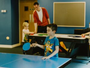 Children playing table tennis